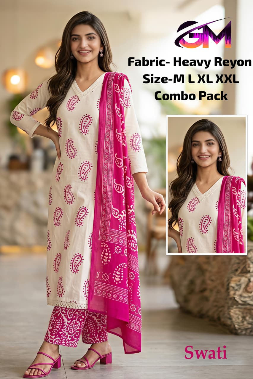 Heavy Rayon 3 Pcs Suit AD12012 image 1