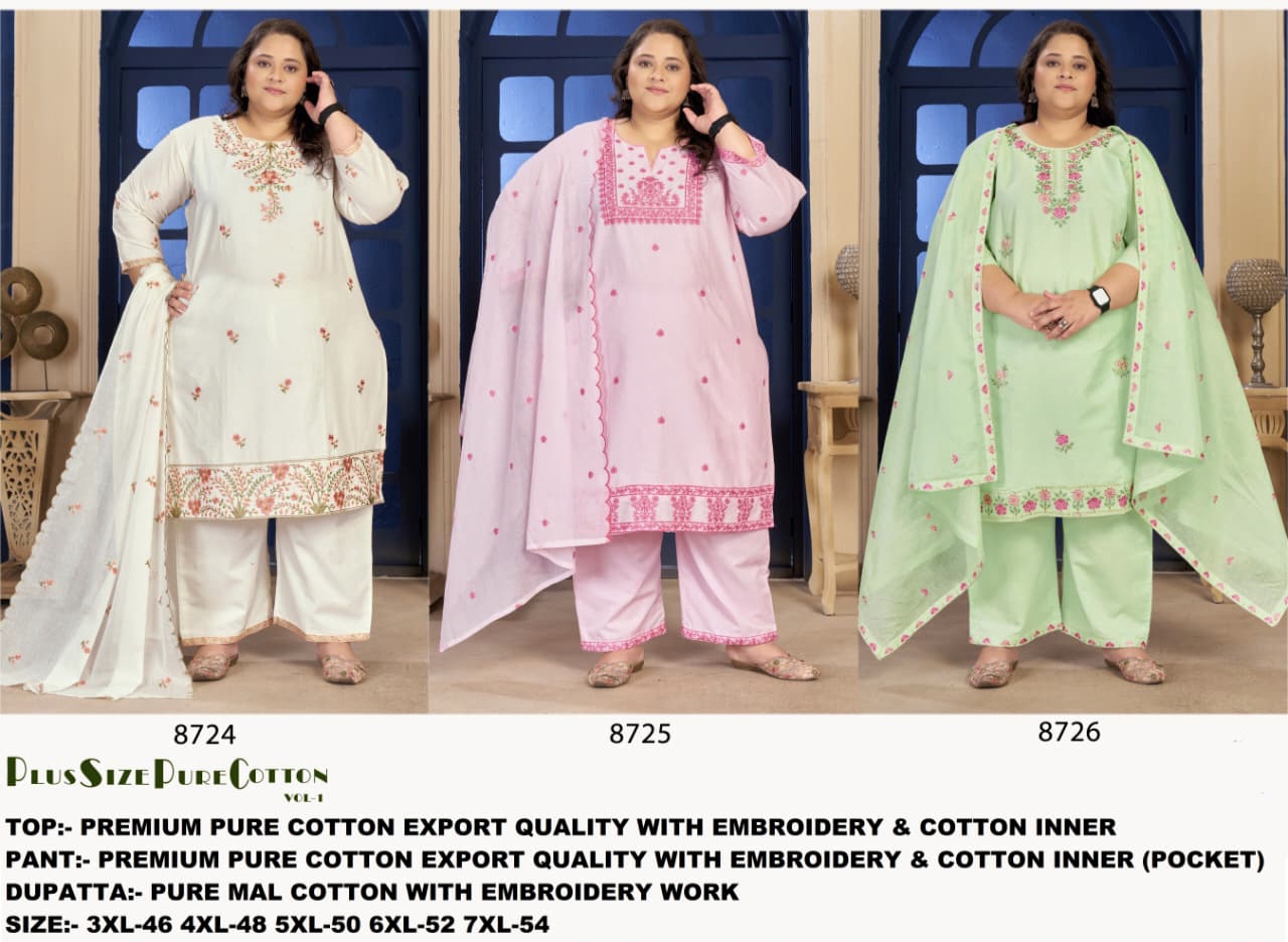 Plus Size Pure Cotton with Embroidery Dresses AD15014 image 1