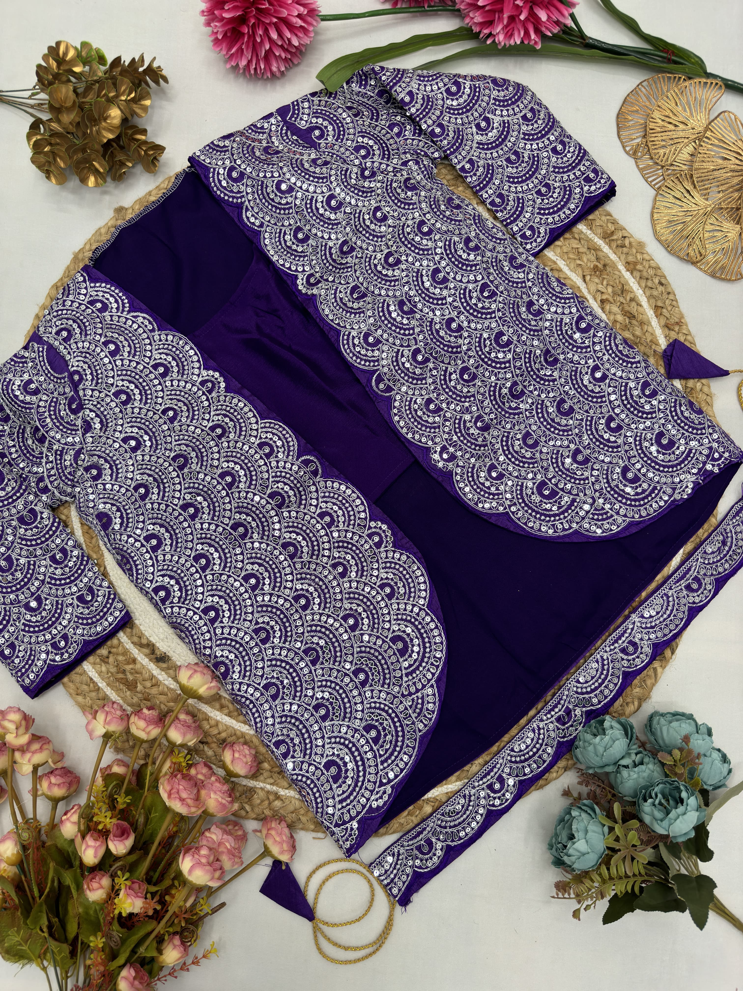 Ready to Wear Designer Saree With Stiched Blouse,Jacket & Belt AD9307 image 2