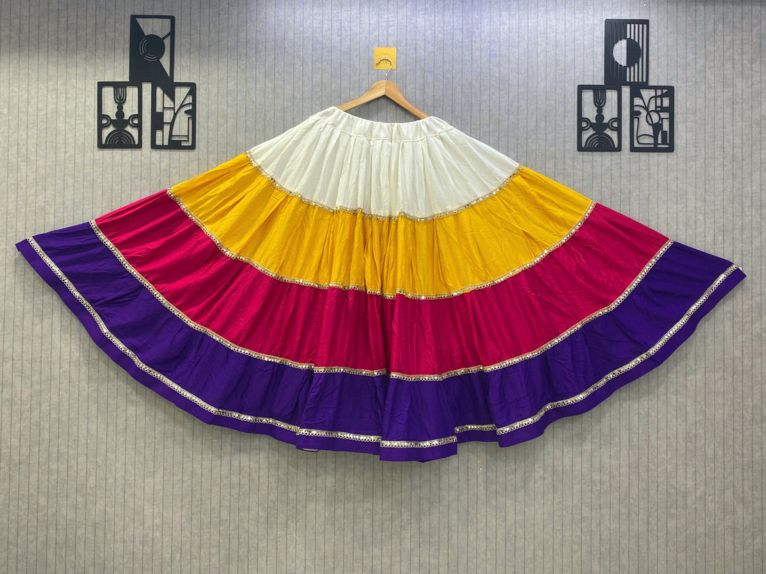 Multicolor Rayon Lehenga Skirt – 4 Kali, 8 Meter Flair AD9042 image 1