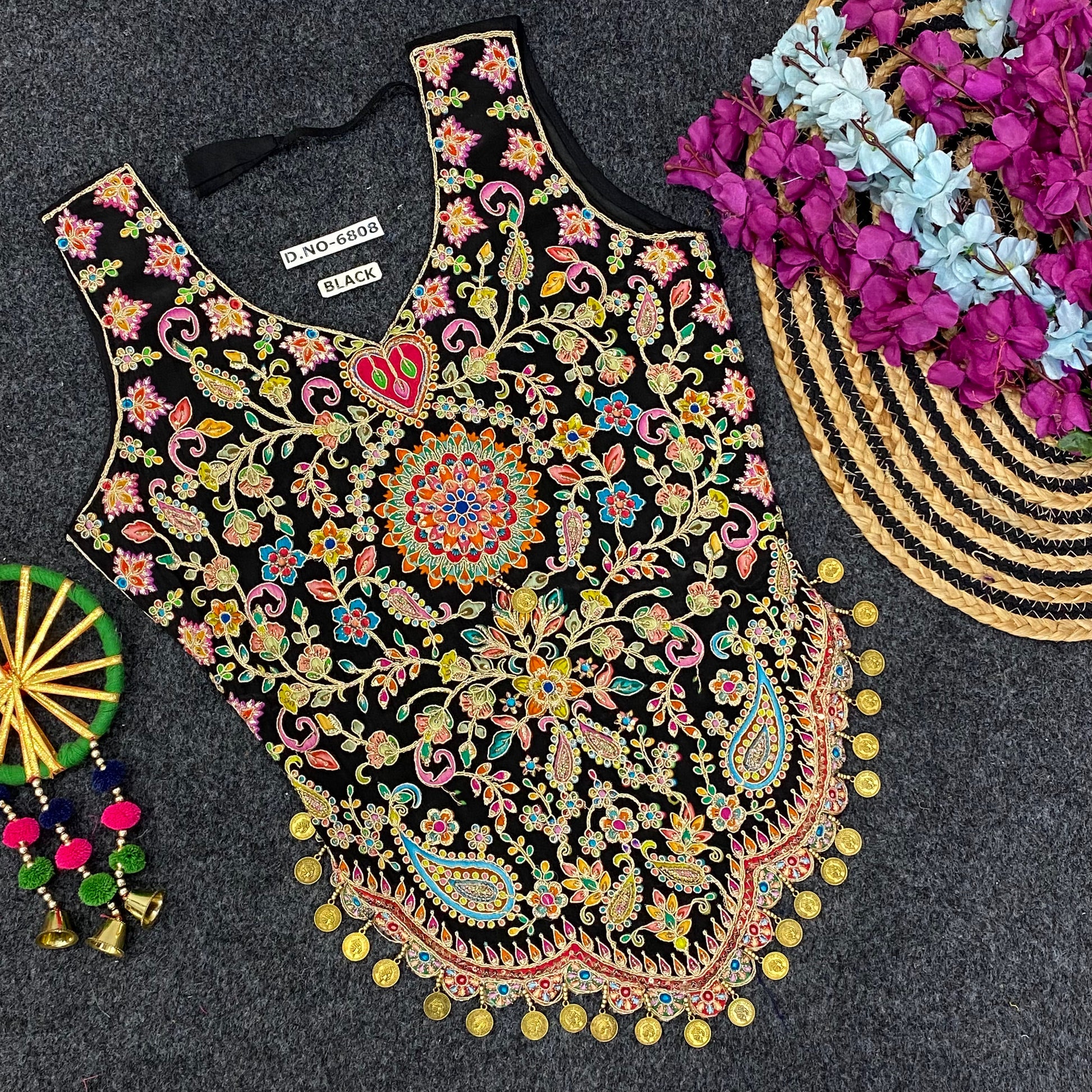 Navrati kediya pojisan print Coin Work Blouse AD9031 image 1