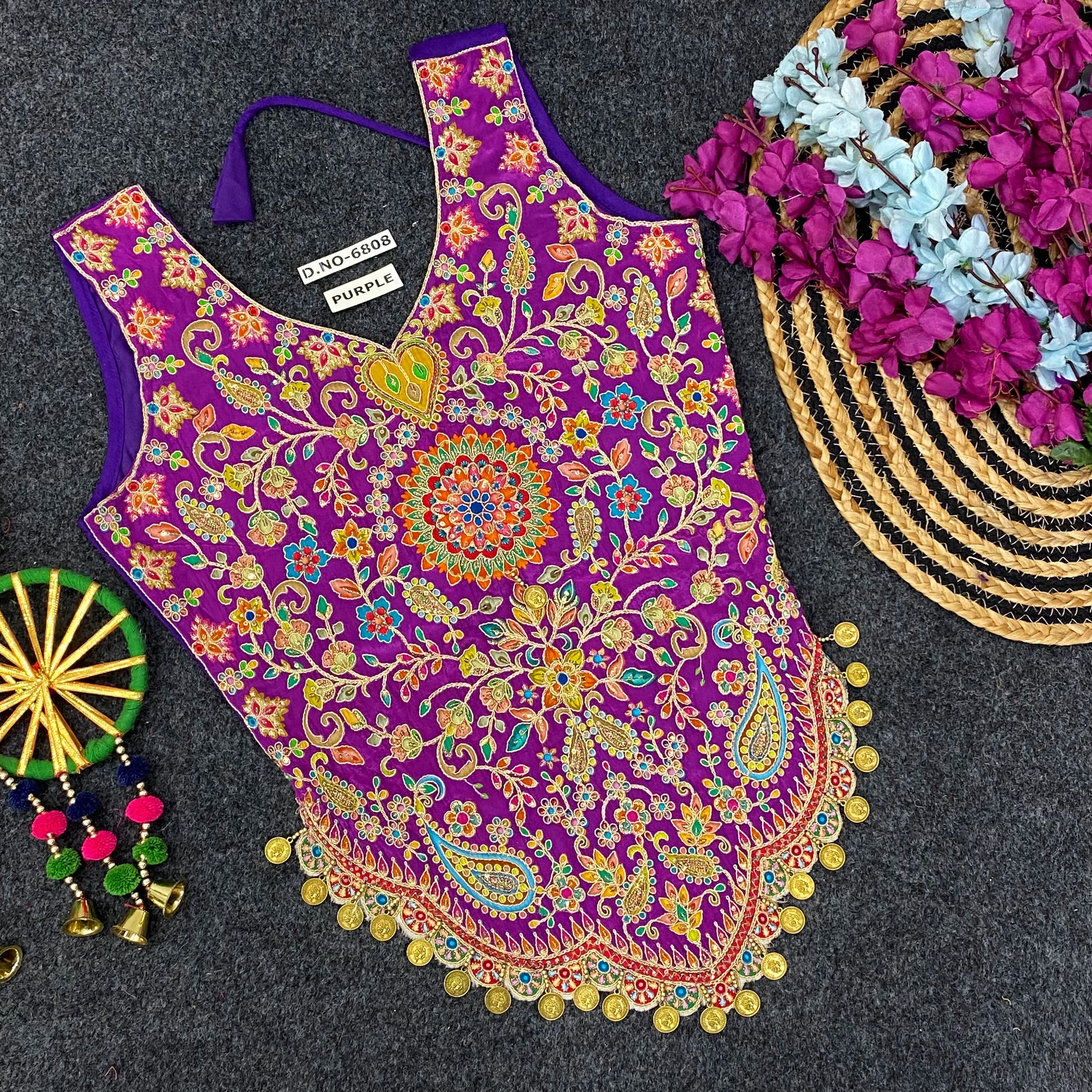 Navrati kediya pojisan print Coin Work Blouse AD9032 image 1