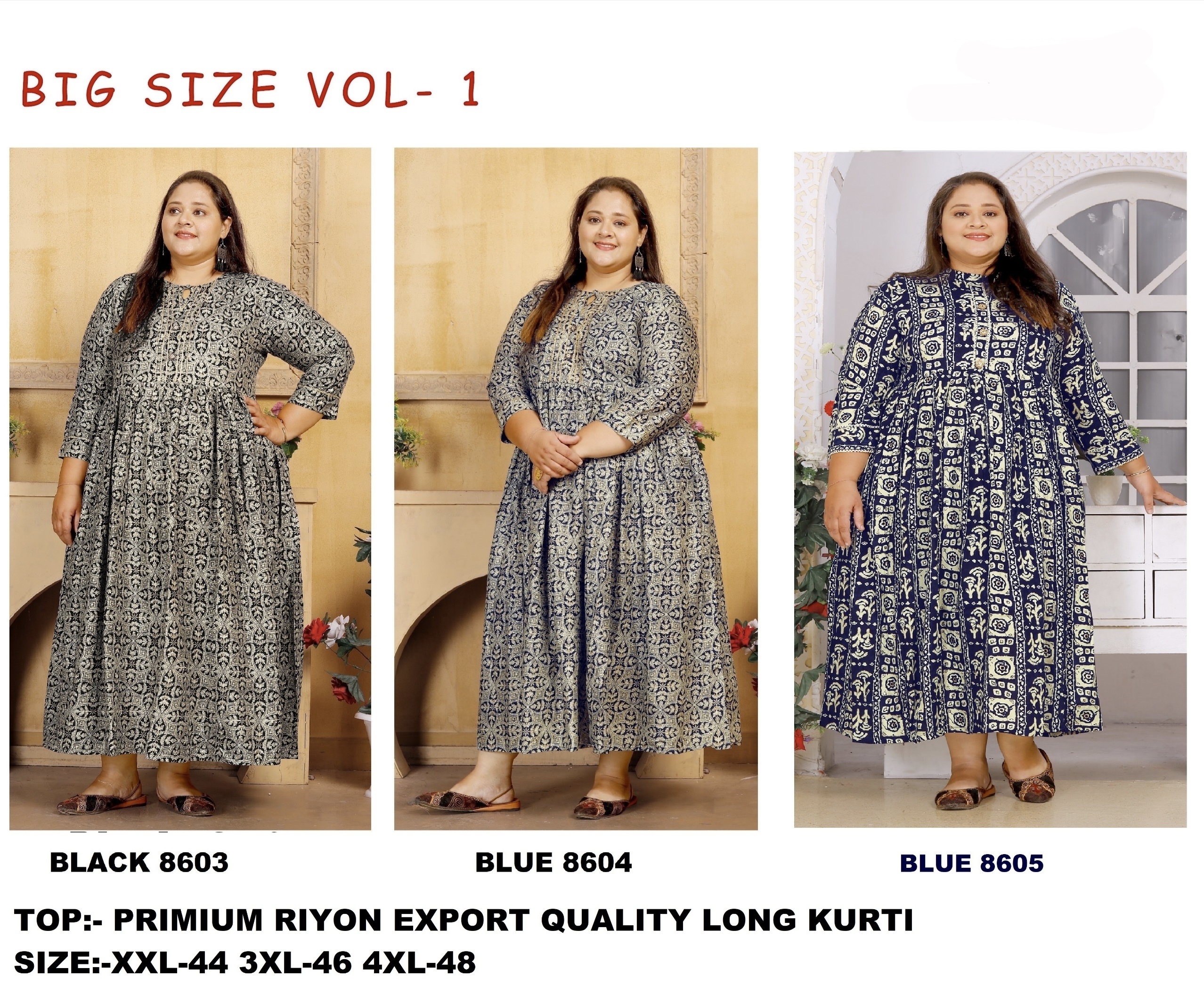 Plus Size Premium Riyon Export Quality Long Kurti AD1501