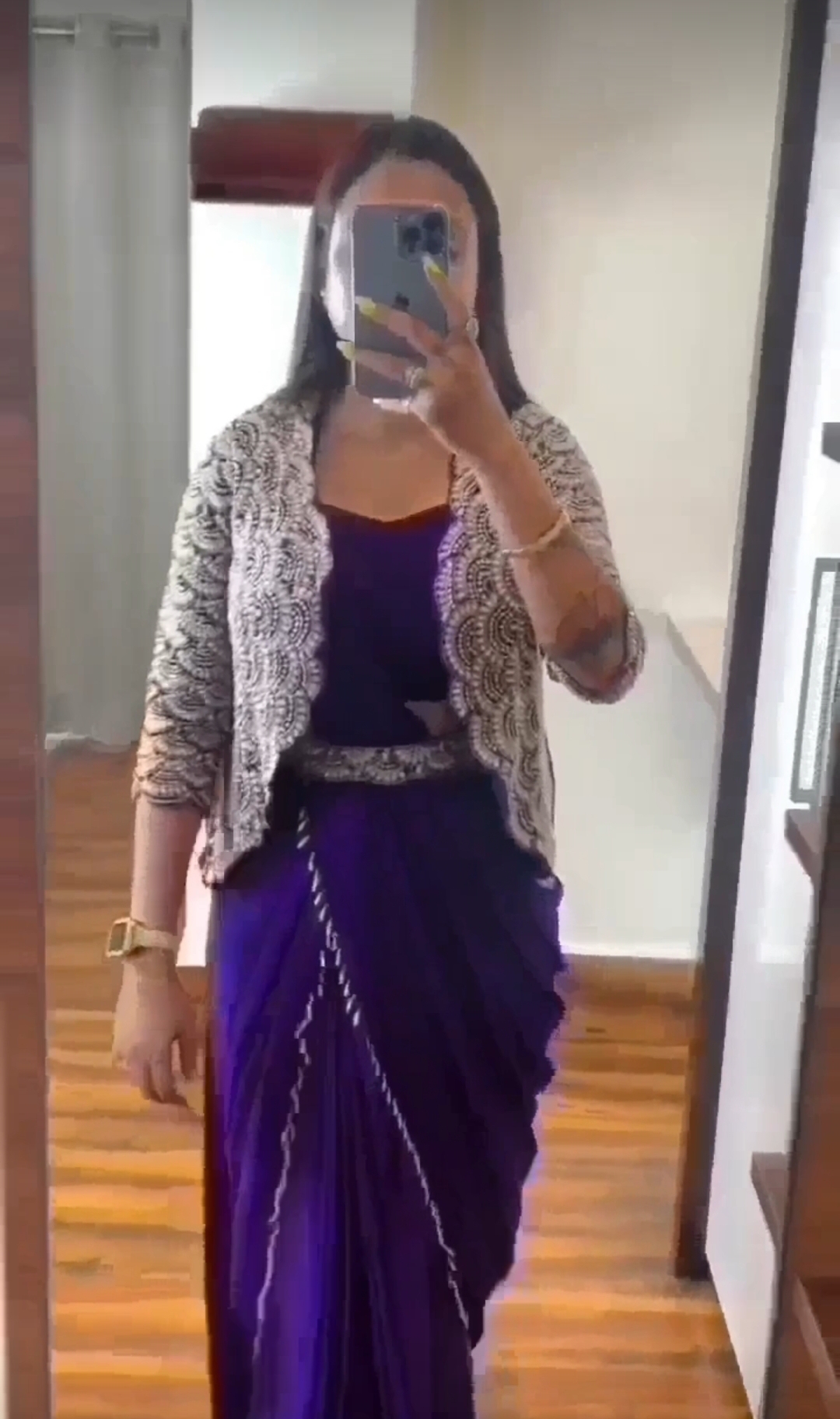 Ready to Wear Designer Saree With Stiched Blouse,Jacket & Belt AD9307