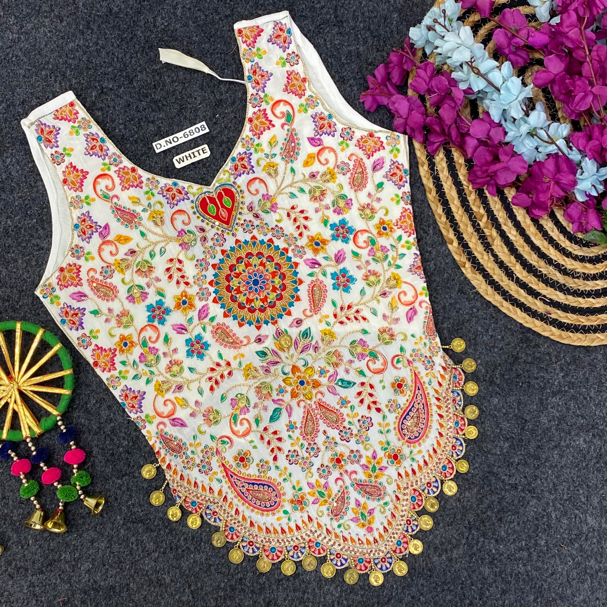 Navrati kediya pojisan print Coin Work Blouse AD9031