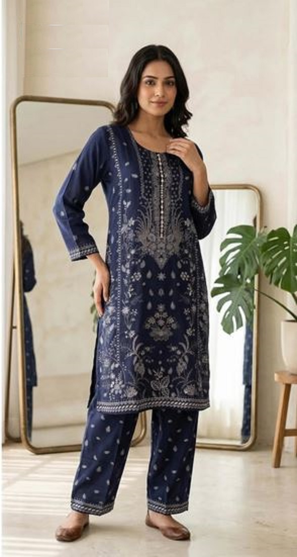 Midnight Blossom Jari Cord Set- PURE VISCOSE MUSLIN AD7013